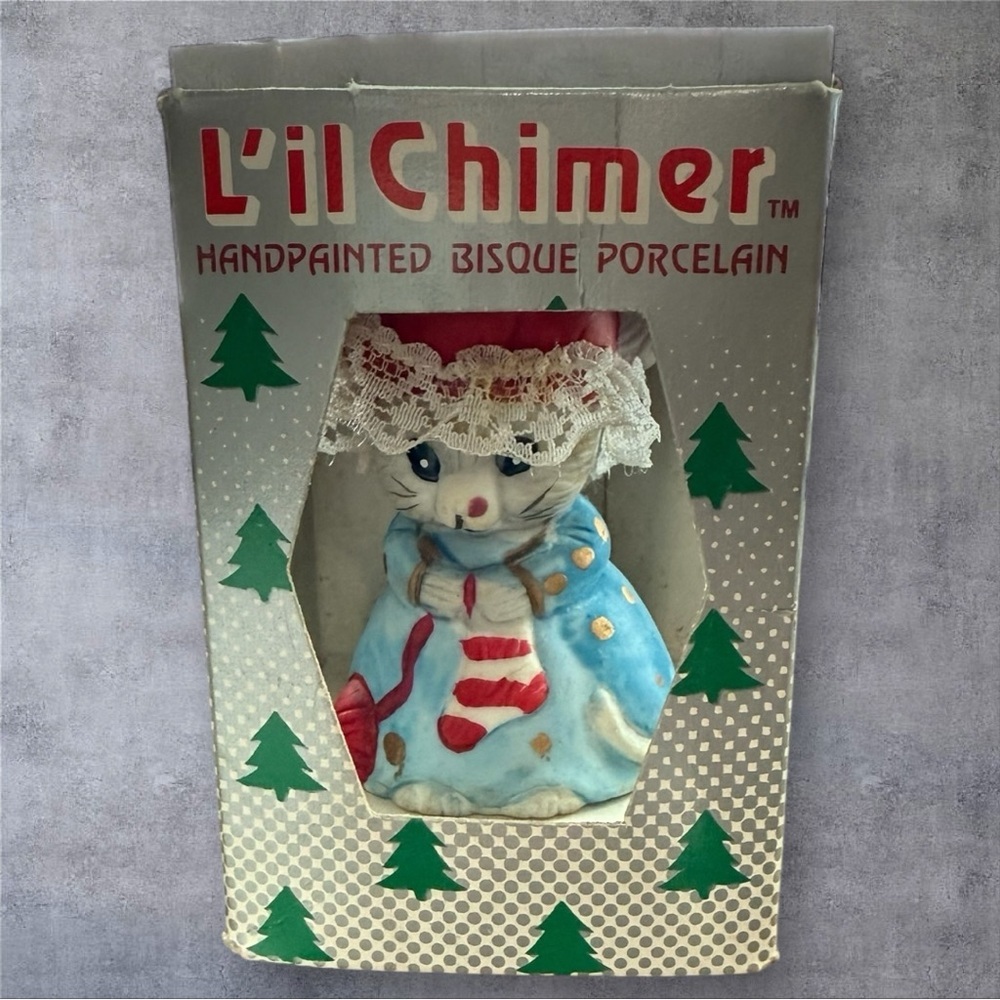 Vintage Jasco L'il Chimer Hand-painted Bisque Porcelain Bell Ornament